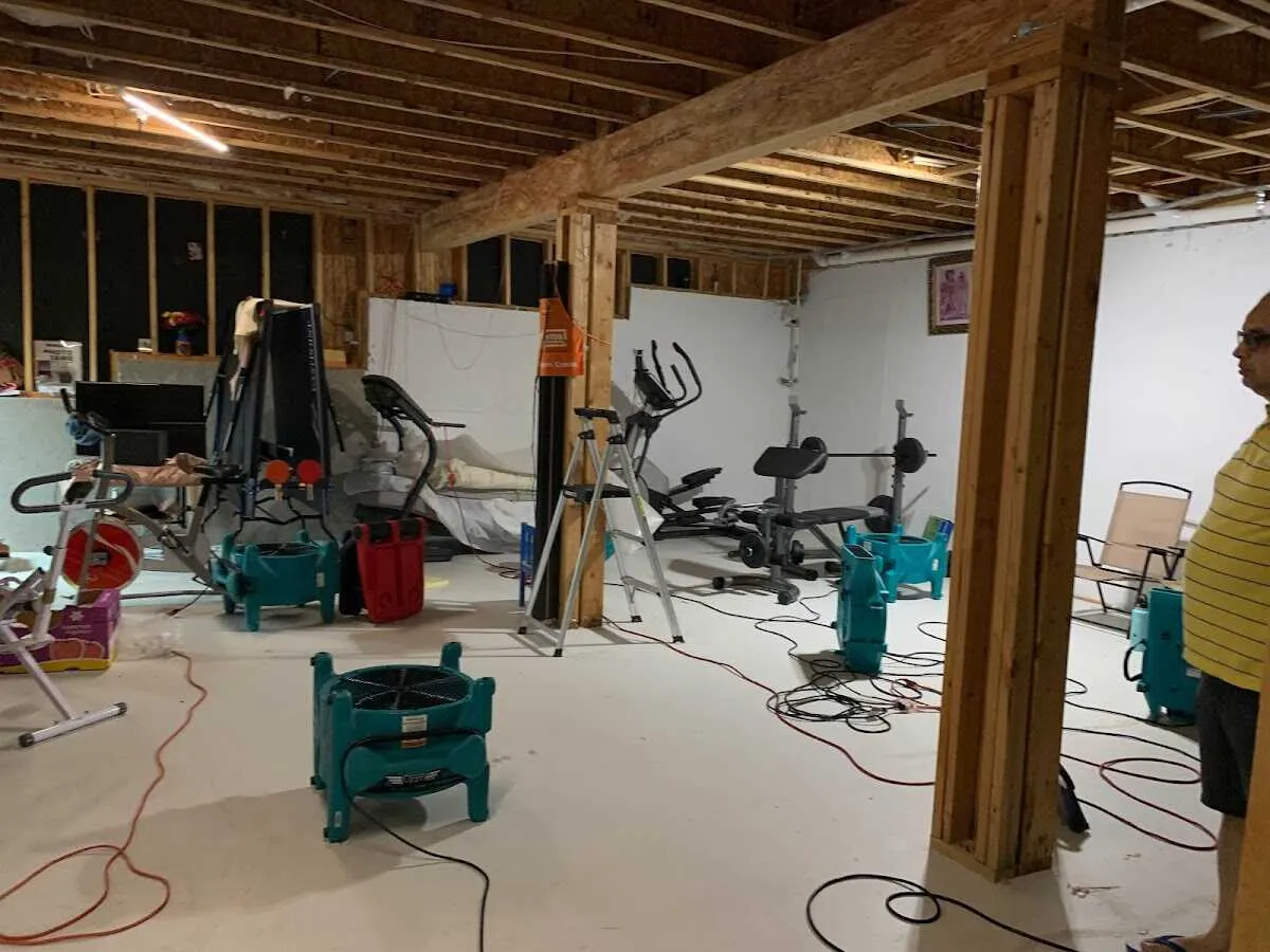 Basement drying equipment setup for Contents Cleaning & Restoration in Horseheads